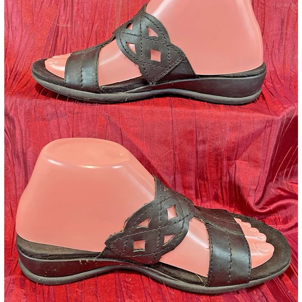 Womens Dr. Scholls Black Slide On Double Air Pillow Comfort Sandals sz 7